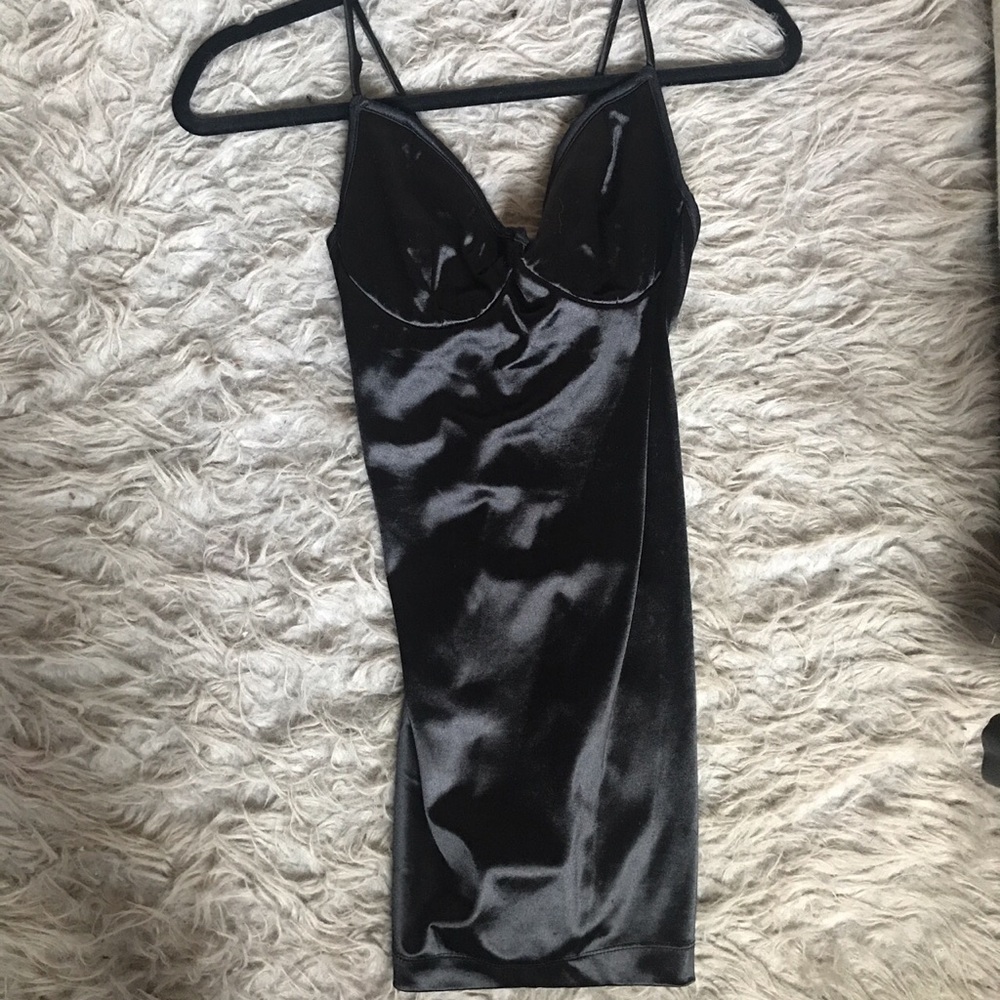 Black silk mini dress